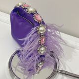Handbag with diamonds, pearls, satin for dinner, handbag for women