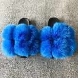 Fox fur ball slippers, real fur, straight drag, fur fur slippers, PVC