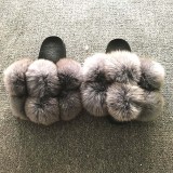 Fox fur ball slippers, real fur, straight drag, fur fur slippers, PVC