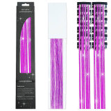 Laser gold wire tinsel hair color box set of 12 pieces, colorful hair extension metal wire