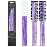 Laser gold wire tinsel hair color box set of 12 pieces, colorful hair extension metal wire