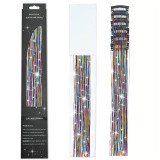 Laser gold wire tinsel hair color box set of 12 pieces, colorful hair extension metal wire