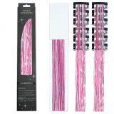 Laser gold wire tinsel hair color box set of 12 pieces, colorful hair extension metal wire