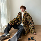 Men's faux fur jacket with tiger leopard print