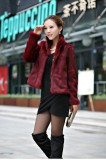 Imitation fur slim fit jacket long sleeved stand up collar fur jacket imitation otter rabbit fur