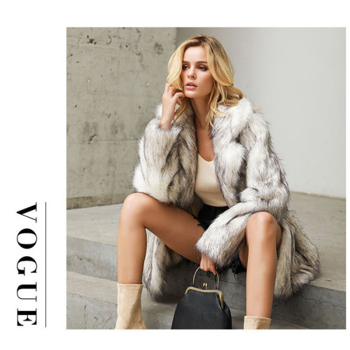 Medium to long length suit jacket, faux fur coat