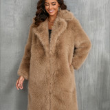Imitation fox thick long imitation fur coat, medium long plush fur coat