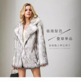 Medium to long length suit jacket, faux fur coat