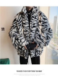 Men's faux fur jacket with tiger leopard print