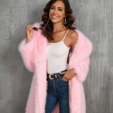 Imitation fox thick long imitation fur coat, medium long plush fur coat