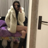 Medium to long length suit jacket, faux fur coat