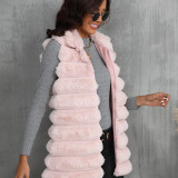 Imitation fur vest, medium long vest, vest, zipper style