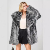 Imitation fur mid length coat, suit, warm imitation fur jacket