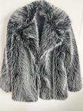 Imitation fur mid length coat, suit, warm imitation fur jacket