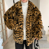 Men's faux fur jacket with tiger leopard print