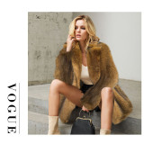 Imitation fur mid length coat, suit, warm imitation fur jacket