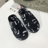 Cow Spotted Plush Slippers Warm and Fashionable Plush Cotton Slippers