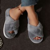 Cross plush cotton slippers for women