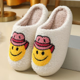 Mushroom smiling face peach heart cotton slippers women's rainbow plush warm slippers