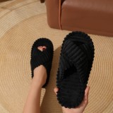 Cross cotton slippers for women, skin friendly plush cotton slippers