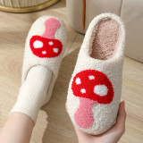 Mushroom smiling face peach heart cotton slippers women's rainbow plush warm slippers