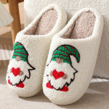 Mushroom smiling face peach heart cotton slippers women's rainbow plush warm slippers