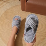 Cross cotton slippers for women, skin friendly plush cotton slippers