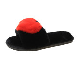 Slippers, women's flat bottom with plush warm fur shoes