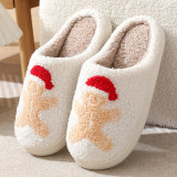 Mushroom smiling face peach heart cotton slippers women's rainbow plush warm slippers