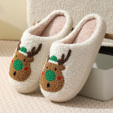 Mushroom smiling face peach heart cotton slippers women's rainbow plush warm slippers