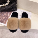 New autumn and winter plush slippers in a straight drag