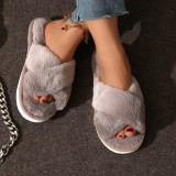 Cross plush cotton slippers for women