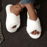 Cross plush cotton slippers for women