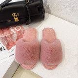 Large plush slippers, indoor flat and fashionable cotton slippers