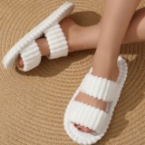 Double bar curly cotton slippers candy color