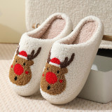 Mushroom smiling face peach heart cotton slippers women's rainbow plush warm slippers