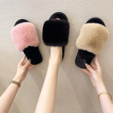 New autumn and winter plush slippers in a straight drag