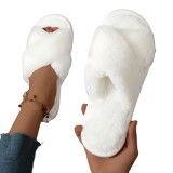 Cross plush cotton slippers for women