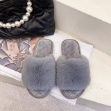 Large plush slippers, indoor flat and fashionable cotton slippers