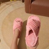 Cross cotton slippers for women, skin friendly plush cotton slippers