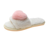 Slippers, women's flat bottom with plush warm fur shoes