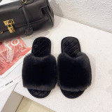 Large plush slippers, indoor flat and fashionable cotton slippers