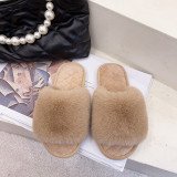 Large plush slippers, indoor flat and fashionable cotton slippers