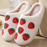 Mushroom smiling face peach heart cotton slippers women's rainbow plush warm slippers