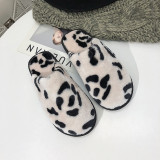Cow Spotted Plush Slippers Warm and Fashionable Plush Cotton Slippers