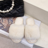 Large plush slippers, indoor flat and fashionable cotton slippers