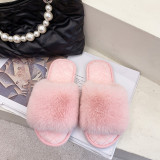 Large plush slippers, indoor flat and fashionable cotton slippers