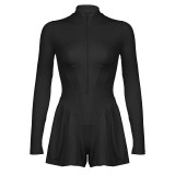 Zipper plastic waist jumpsuit jumpsuit jumpsuit shorts