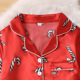 Parent child sleepwear set, simulated silk Christmas two-piece set, winter