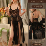 Underwear sexy lace camisole nightgown see through pajama set 8746